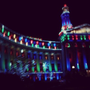 Some post-holiday Christmas lights in Denver. 
