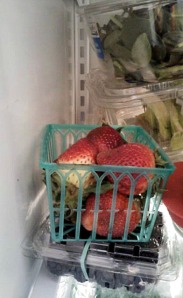 Strawberries, blackberries, spinach and romaine. 